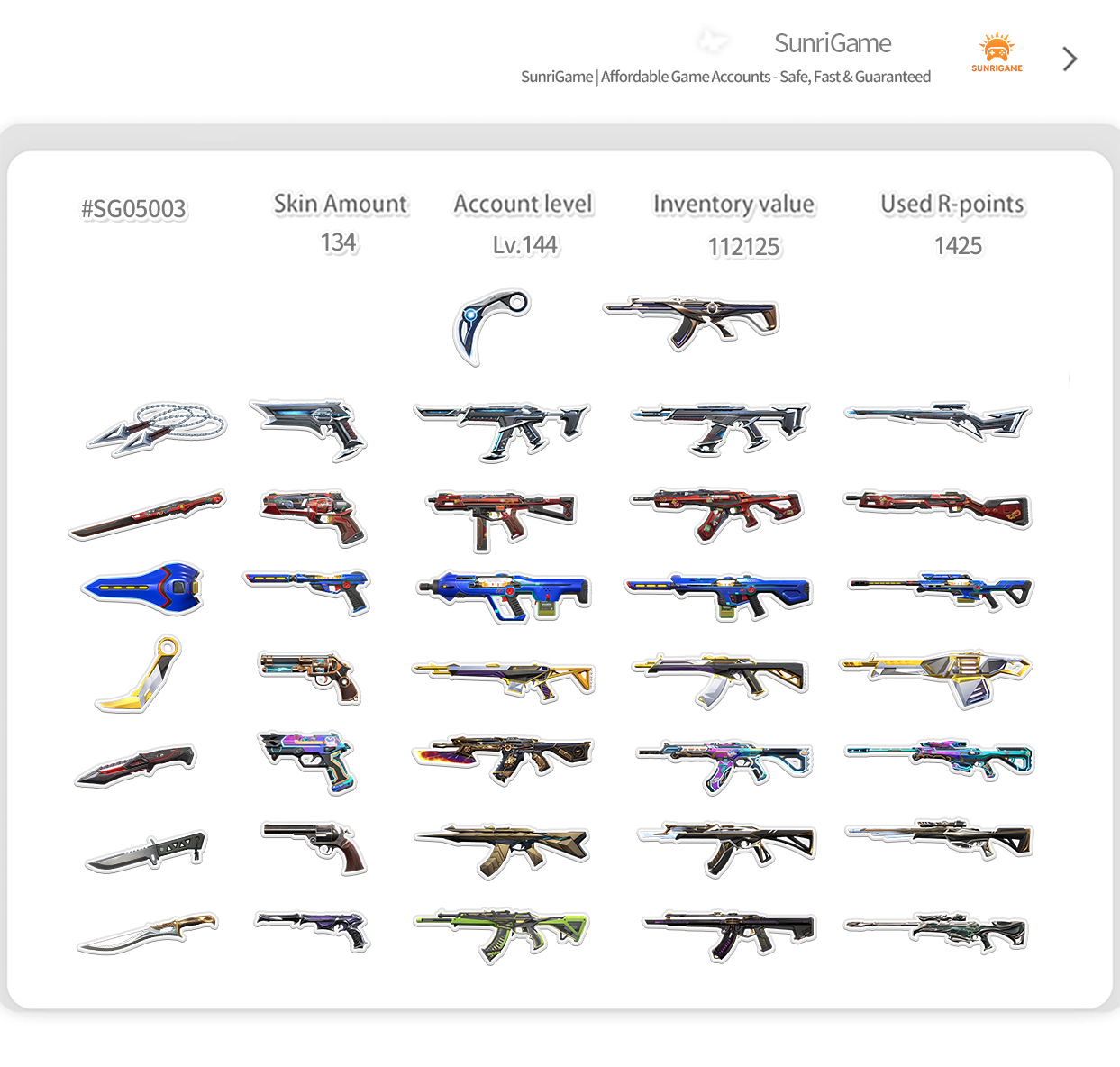 SOLD! #SG05003š„NA/FULL ACCESS & CHANGE EMAILš„VP SPENT 110925š„LEVEL 144š„SKINS 134š„Kuronami & Overdrive & Radiant Entertainment Bundles