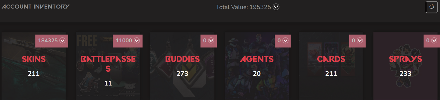 #SG05354š„NA/FULL ACCESS & CHANGE EMAILš„VP SPENT 195325š„LEVEL 176 š„SKINS 211 š„VCT LOCK & 22 champion bundle