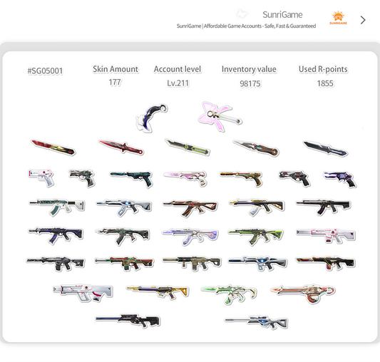 SOLD! #SG05001🔥NA/FULL ACCESS & CHANGE EMAIL🔥VP SPENT 101350🔥LEVEL 211🔥SKINS 177🔥VCT LOCK & 22 champion bundle