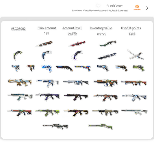 SOLD! #SG05002🔥NA/FULL ACCESS & CHANGE EMAIL🔥VP SPENT 96300🔥LEVEL 179🔥SKINS 121🔥VCT LOCK & 23 champion bundle
