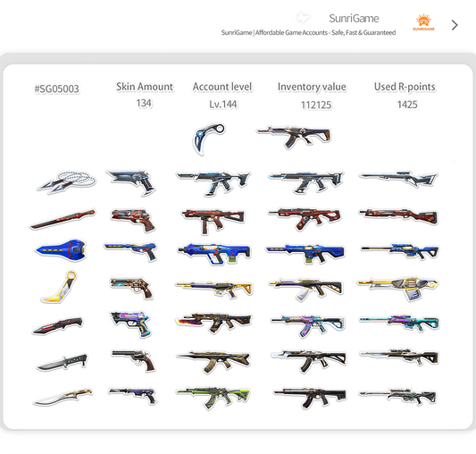 SOLD! #SG05003🔥NA/FULL ACCESS & CHANGE EMAIL🔥VP SPENT 110925🔥LEVEL 144🔥SKINS 134🔥Kuronami & Overdrive & Radiant Entertainment Bundles