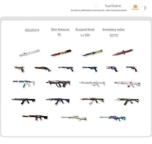 SOLD! #SG05014🔥NA/FULL ACCESS & CHANGE EMAIL🔥VP SPENT 62775🔥LEVEL 100🔥SKINS 79 🔥VCT Lock & 22 champion bundles