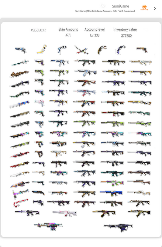 SOLD! #SG05017🔥NA/FULL ACCESS & CHANGE EMAIL🔥VP SPENT 276780 🔥LEVEL 333🔥SKINS 375🔥VCT LOCK & 21 & 22 &23 & CB Arcane Sheiff bundles