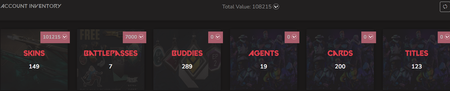SOLD! #SG05059🔥NA/FULL ACCESS & CHANGE EMAIL🔥VP SPENT 108215 🔥LEVEL 261🔥SKINS 149🔥High Value Inventories 🔥 21 champion bundle & 6000VP
