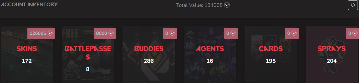 SOLD! #SG05139🔥NA/FULL ACCESS & CHANGE EMAIL🔥VP SPENT 134005🔥LEVEL 236🔥SKINS 172🔥 VCT LOCK & 21 & 22 champion bundles